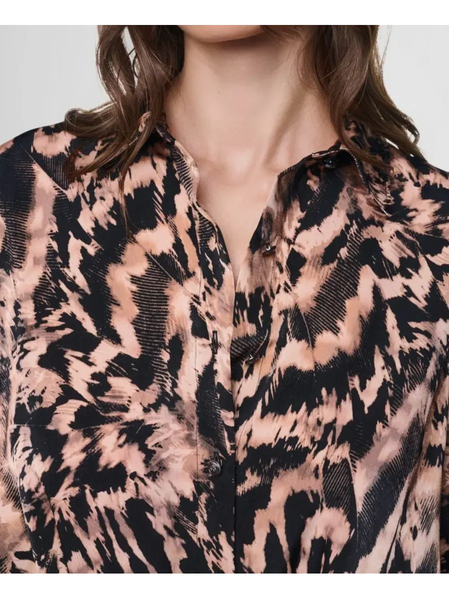 Женская рубашка с принтом, twist-front, с длинным рукавом DKNY, Abstract Feather — изображение 7 из 7