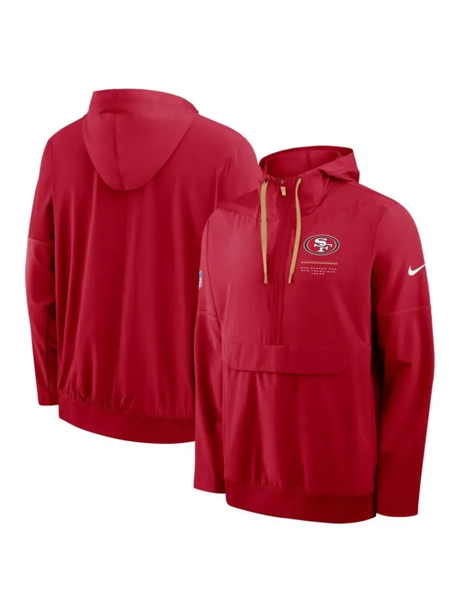 Ветровка с капюшоном San Francisco 49ers Sideline Anorak Half-Zip Nike