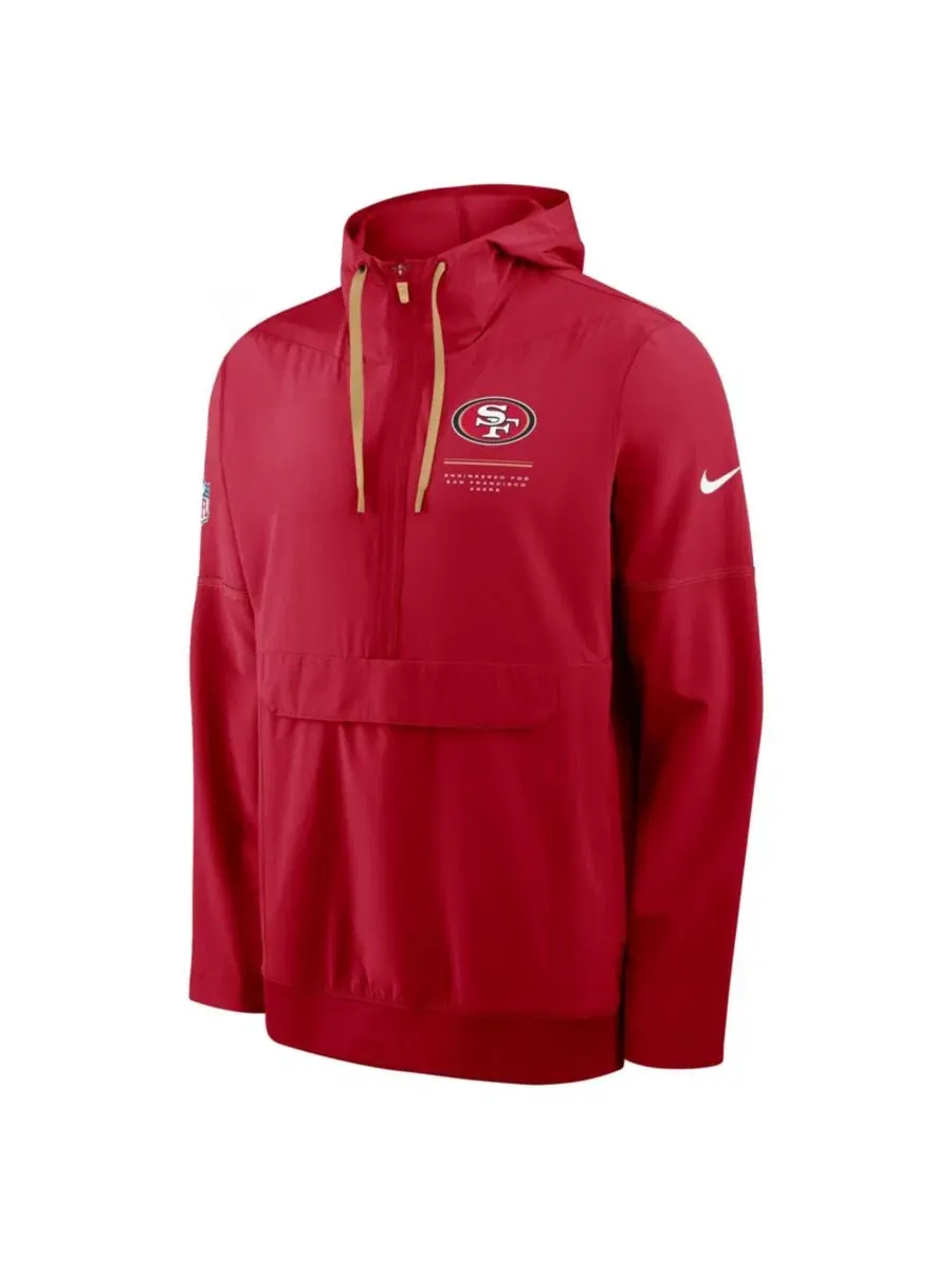 Ветровка с капюшоном San Francisco 49ers Sideline Anorak Half-Zip Nike — изображение 2 из 3, алый