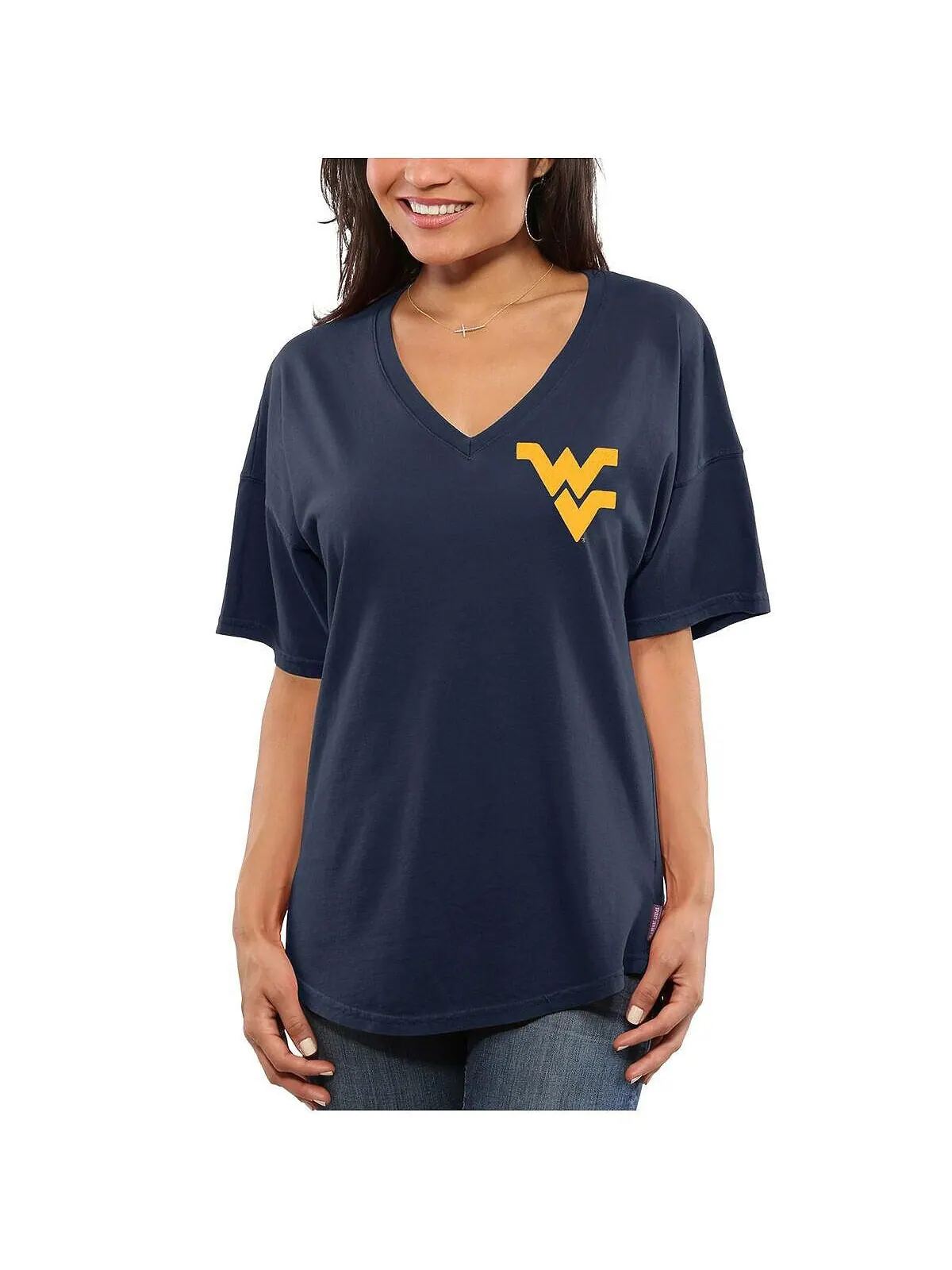 Женская темно-синяя футболка оверсайз West Virginia Mountaineers Spirit Jersey — синий