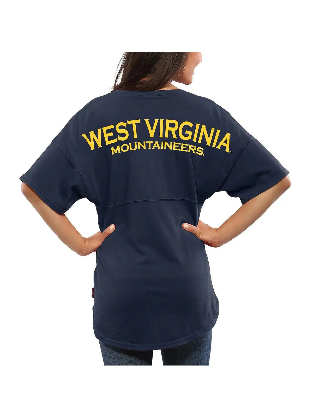 Женская темно-синяя футболка оверсайз West Virginia Mountaineers Spirit Jersey — изображение 4 из 4, темно-синий