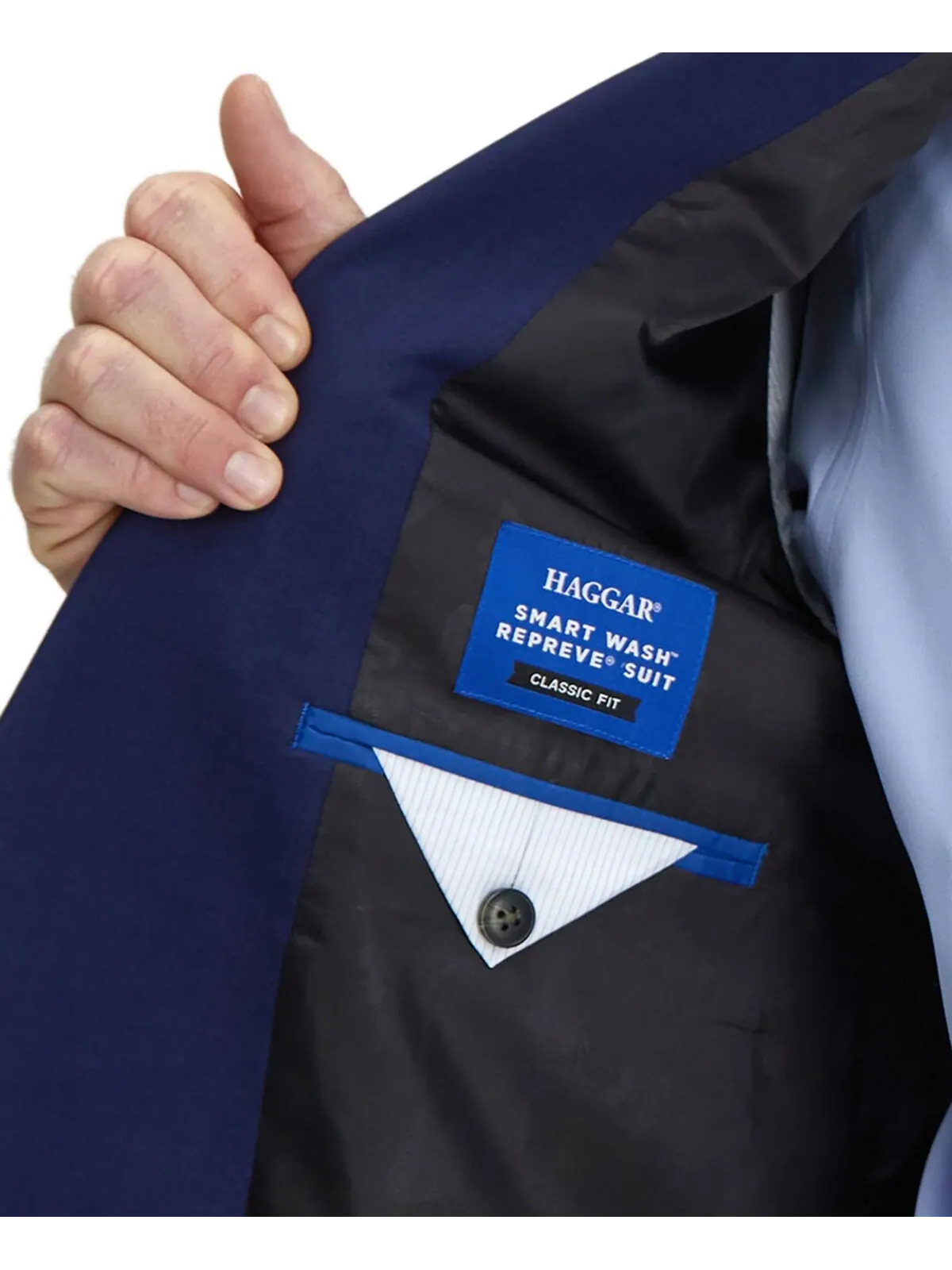 Мужское пальто классического кроя Smart Wash Tech Suit Haggar — изображение 4 из 5, синий