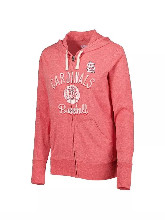 Женская красная толстовка с молнией во всю длину St. Louis Cardinals Training Camp Tri-Blend Touch — изображение 3 из 3