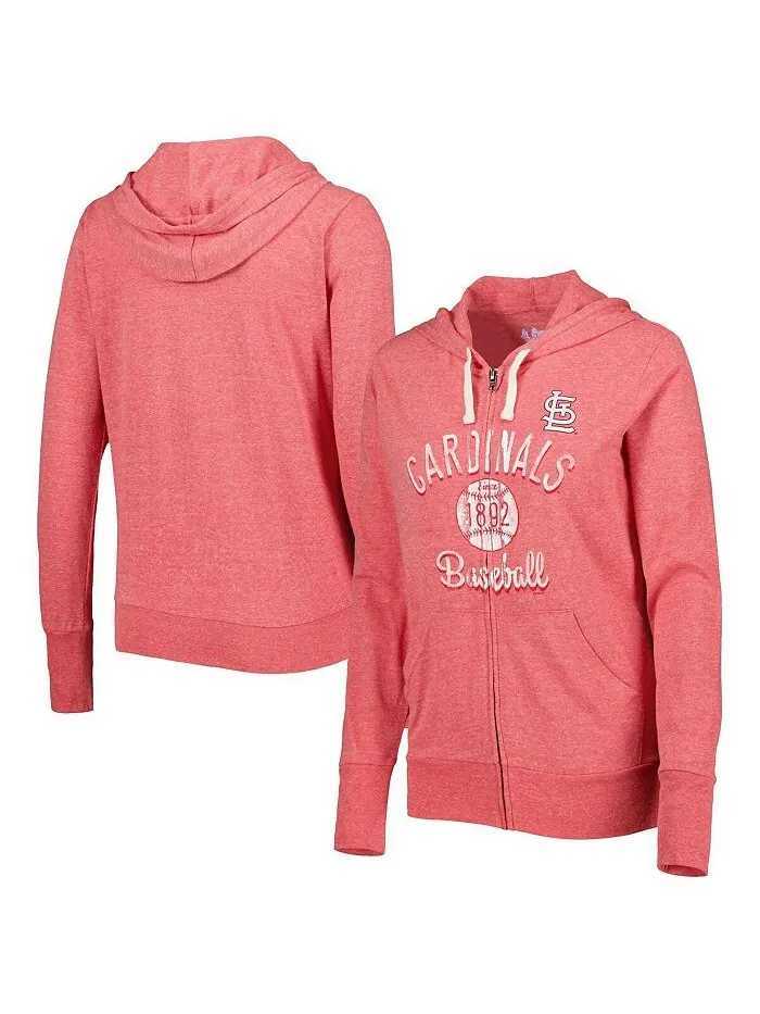 Женская красная худи с молнией во всю длину St. Louis Cardinals Training Camp Tri-Blend Touch — красный