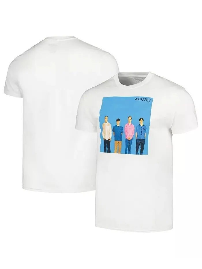 Мужская белая футболка Weezer Manhead Merch — без цвета