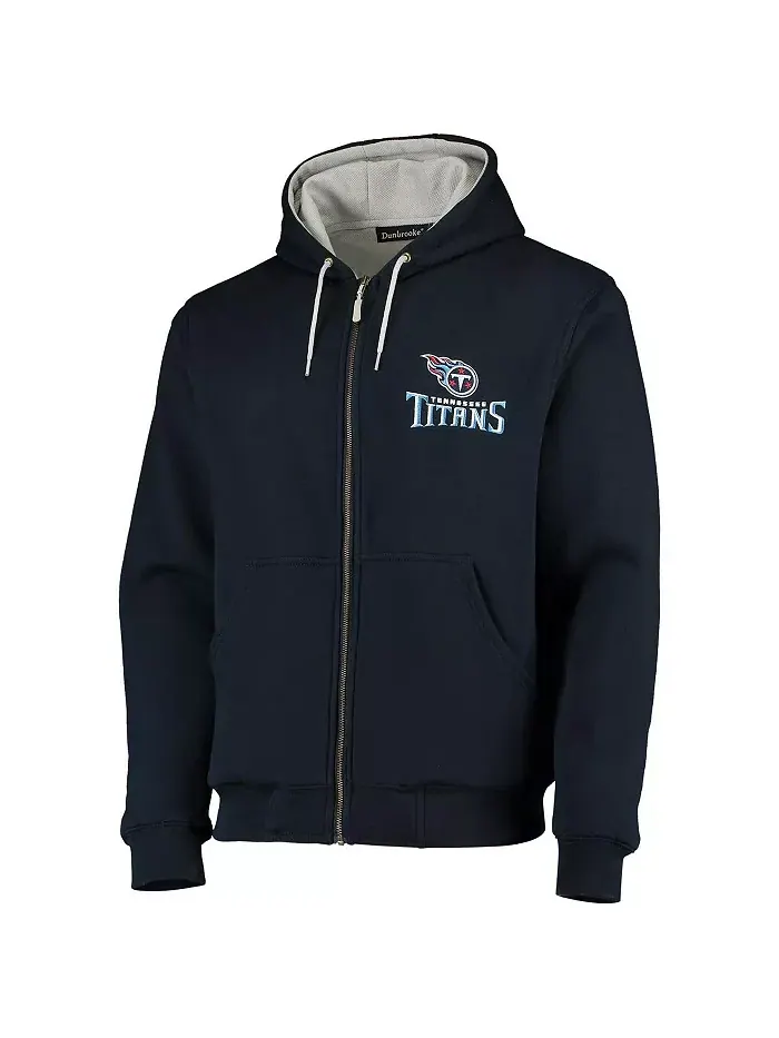 Мужская синяя толстовка Tennessee Titans Craftsman с термоподкладкой на молнии Dunbrooke — изображение 3 из 4