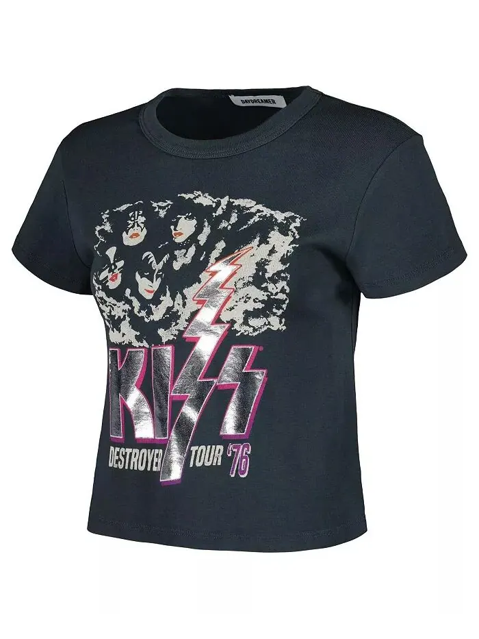 Женская футболка с графическим принтом KISS Destroyer Tour '76 цвета уголь Daydreamer — изображение 2 из 3