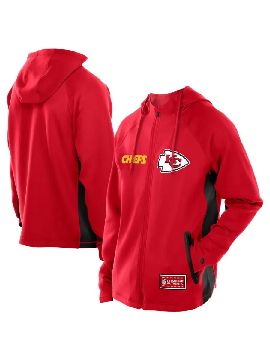 New Era Мужская красная толстовка на молнии Kansas City Chiefs Combine Authentic Raglan Scuba
