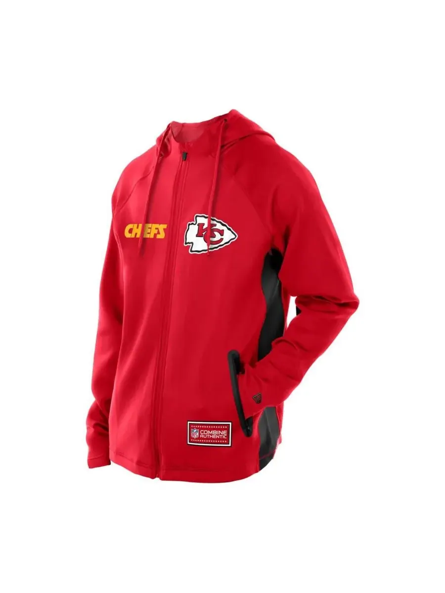 New Era Мужская красная толстовка на молнии Kansas City Chiefs Combine Authentic Raglan Scuba — изображение 3 из 3, красный