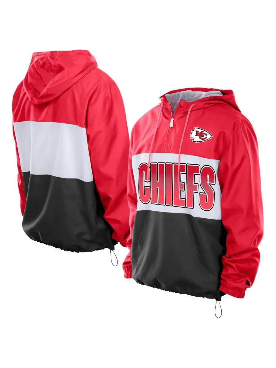 New Era Мужская красная ветровка Kansas City Chiefs из рипстопа с капюшоном и застежкой-молнией до
