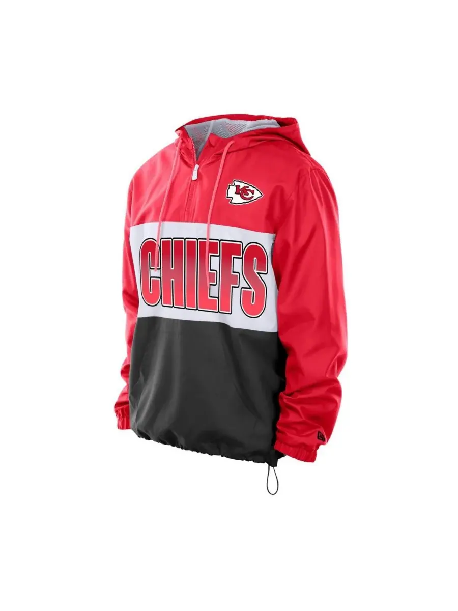 New Era Мужская красная ветровка Kansas City Chiefs из рипстопа с капюшоном и застежкой-молнией до — изображение 3 из 5