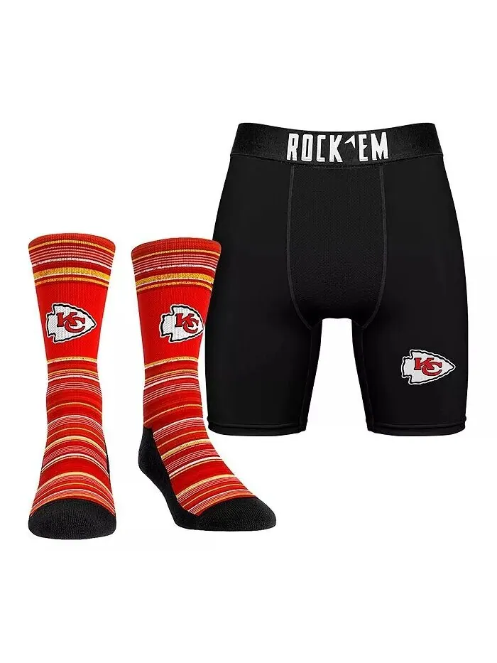 Мужские носки-боксеры Kansas City Chiefs Primary Crew, комплект из 2 предметов Rock 'Em