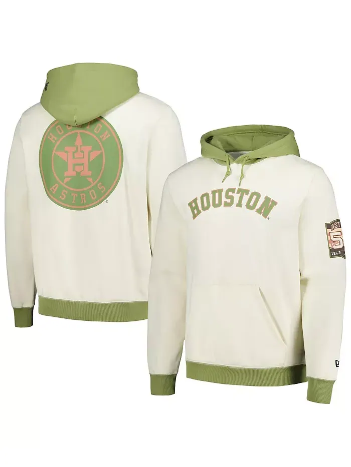 Мужская кремово-зеленая толстовка с капюшоном Houston Astros Color Pop New Era