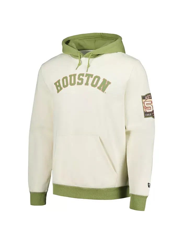 Мужская кремово-зеленая толстовка с капюшоном Houston Astros Color Pop New Era — изображение 3 из 3