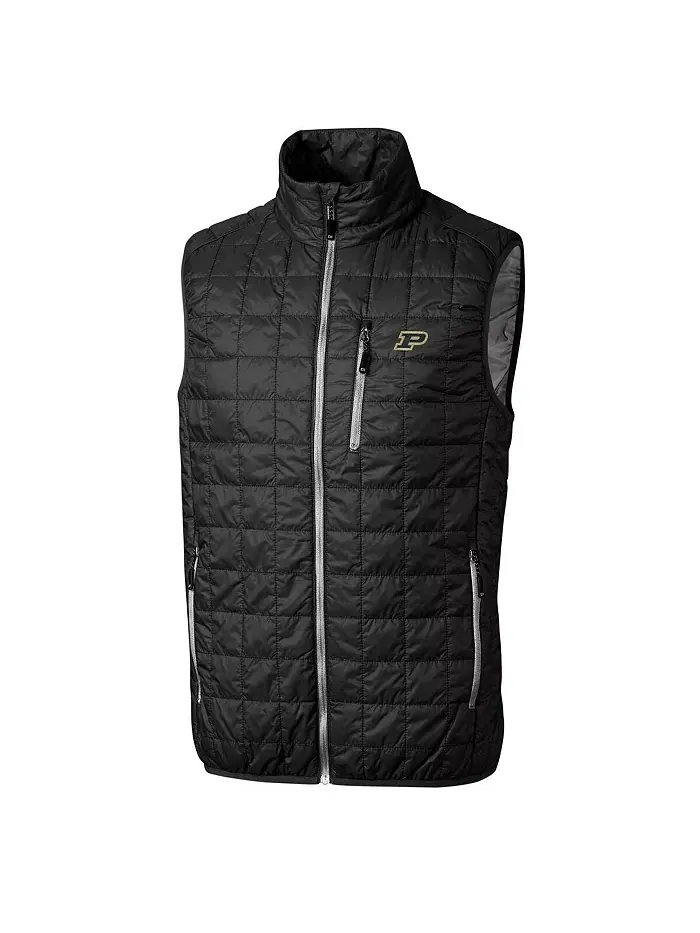 Мужской черный жилет Purdue Boilermakers Rainier на молнии Cutter & Buck
