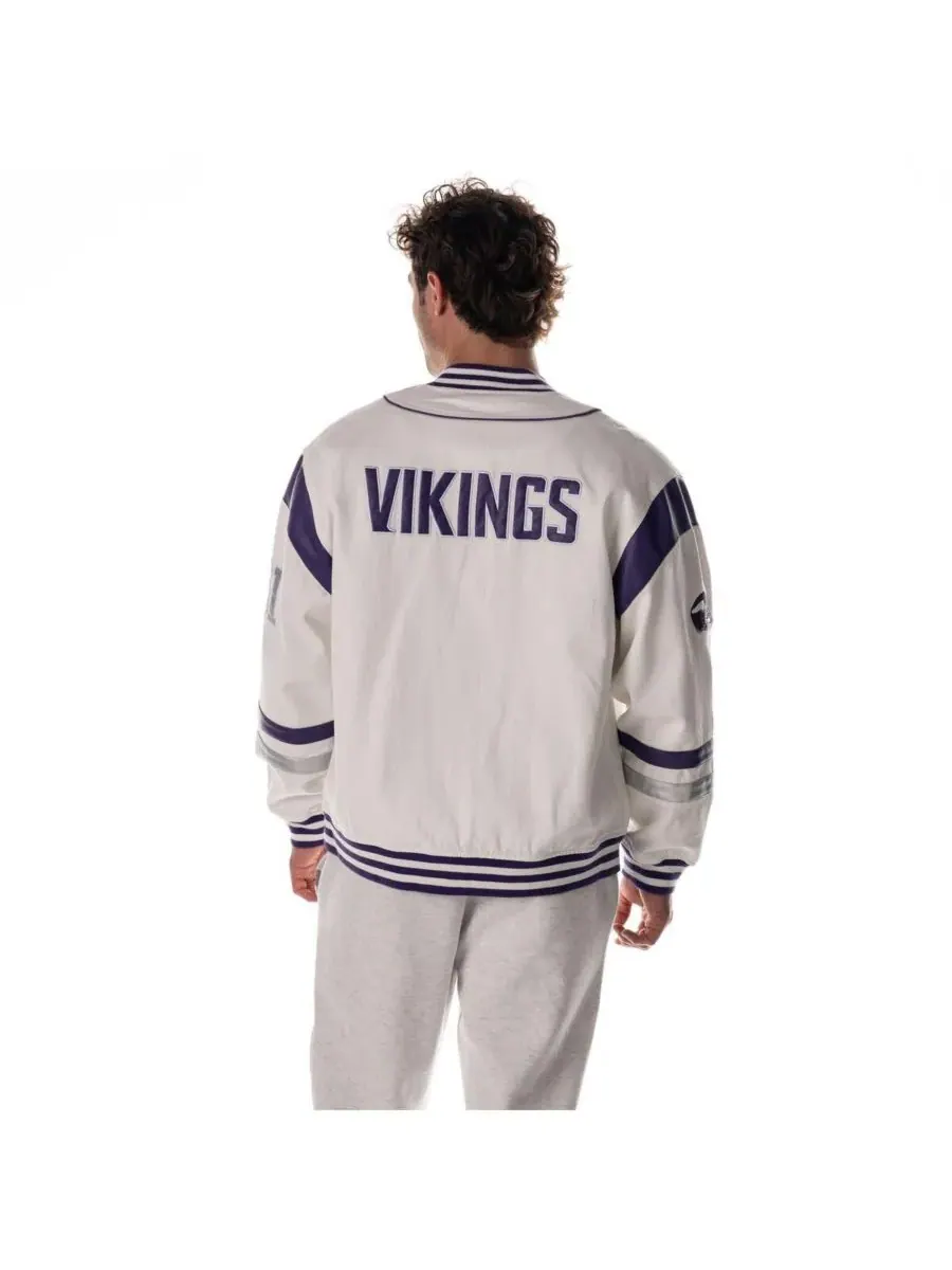 The Wild Collective Мужская и женская белая куртка Minnesota Vikings в стиле ретро с полной — изображение 5 из 5, белый