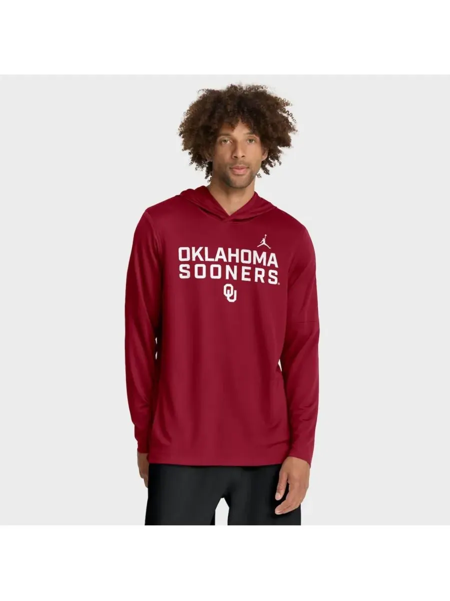Jordan Мужская толстовка с длинными рукавами Crimson Oklahoma Sooners 2025 Sideline Performance