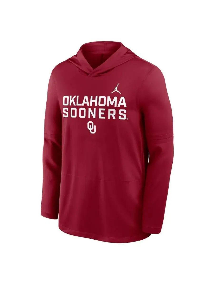 Jordan Мужская толстовка с длинными рукавами Crimson Oklahoma Sooners 2025 Sideline Performance — изображение 4 из 5, красный