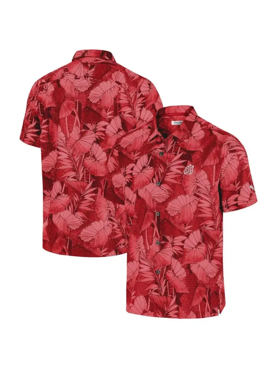 Tommy Bahama Мужская рубашка на пуговицах с изображением команды Washington State Cougars цвета