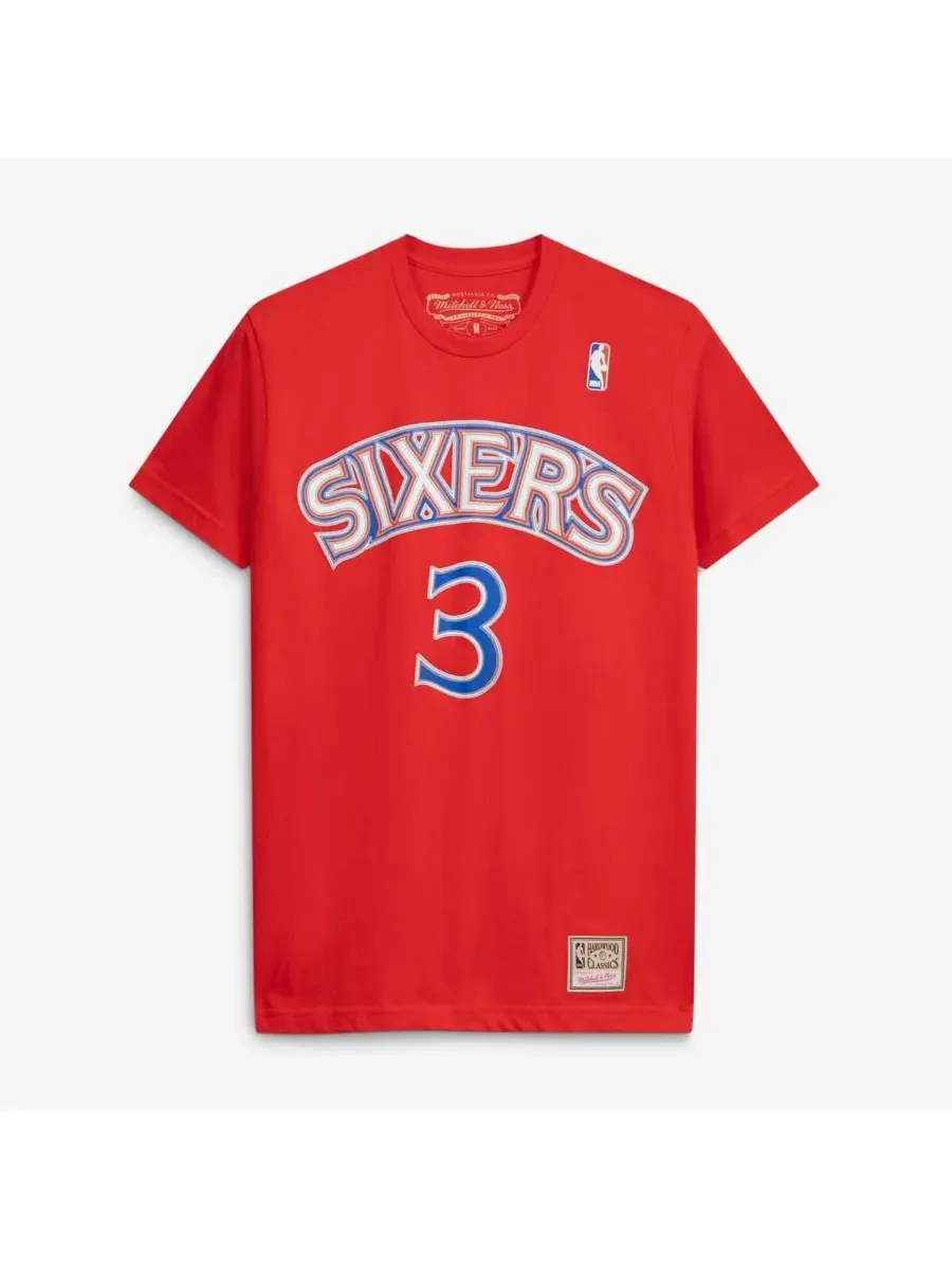 Мужская и женская красная футболка Аллена Айверсона из команды Philadelphia 76ers Hardwood Classics — изображение 2 из 5