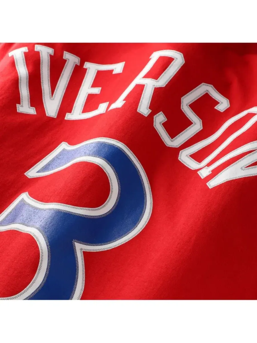 Мужская и женская красная футболка Аллена Айверсона из команды Philadelphia 76ers Hardwood Classics — изображение 5 из 5