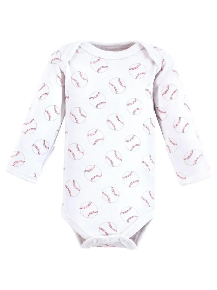 Комплект из 3 боди с длинными рукавами в бейсбольном стиле Luvable Friends, Baseball — изображение 4 из 5