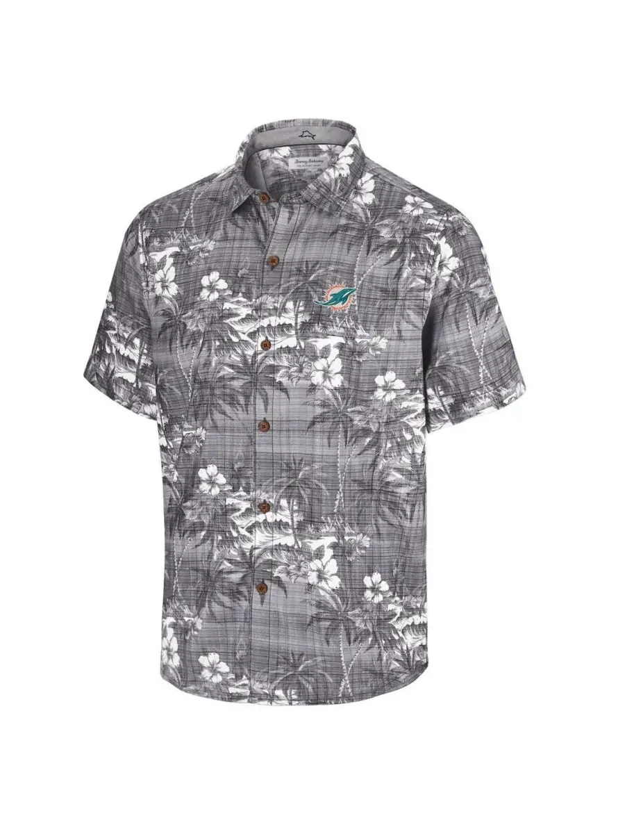 Tommy Bahama Мужская черная рубашка на пуговицах с символикой команды Miami Dolphins Coconut Point — изображение 2 из 3