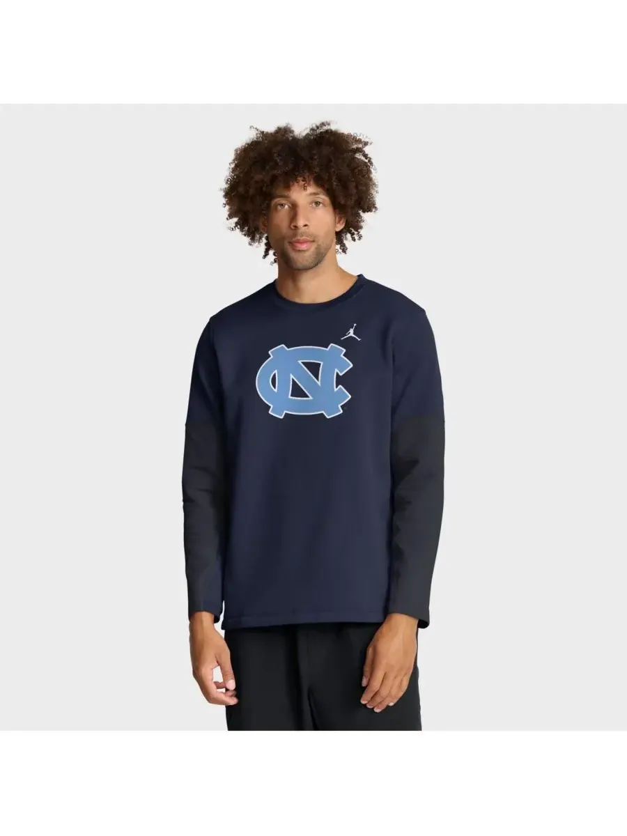 Jordan Мужская темно-синяя футболка с длинным рукавом North Carolina Tar Heels 2025 Sideline Coach
