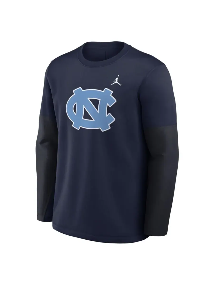 Jordan Мужская темно-синяя футболка с длинным рукавом North Carolina Tar Heels 2025 Sideline Coach — изображение 2 из 5
