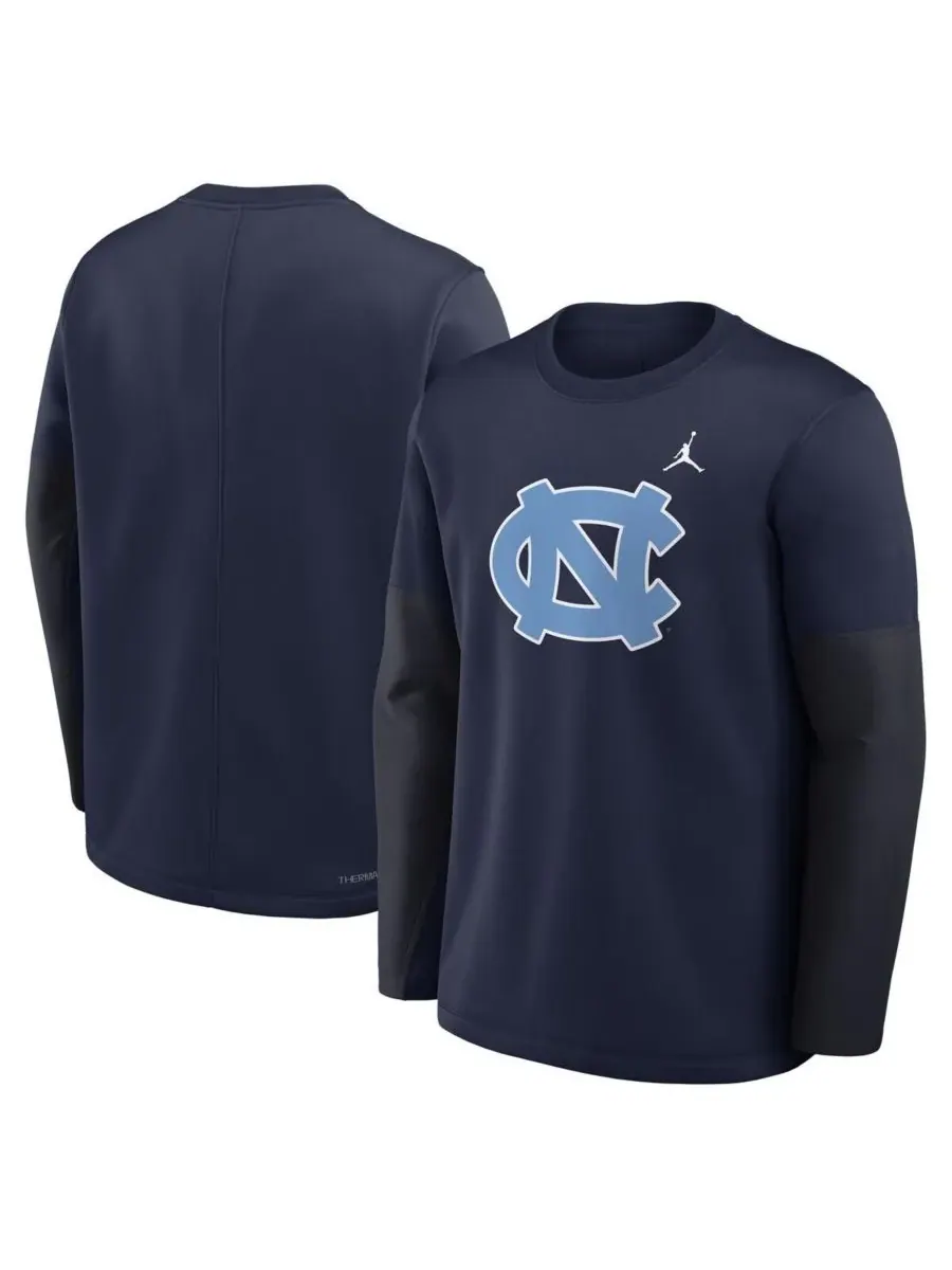 Jordan Мужская темно-синяя футболка с длинным рукавом North Carolina Tar Heels 2025 Sideline Coach — изображение 3 из 5