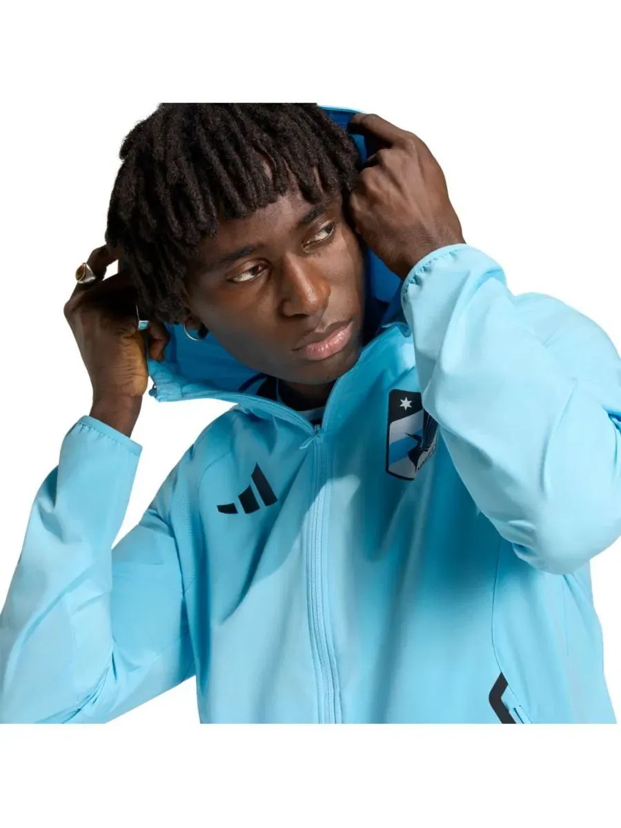 Ветровка мужская с капюшоном Tiro Travel Minnesota United FC adidas — изображение 4 из 5, светлый синий