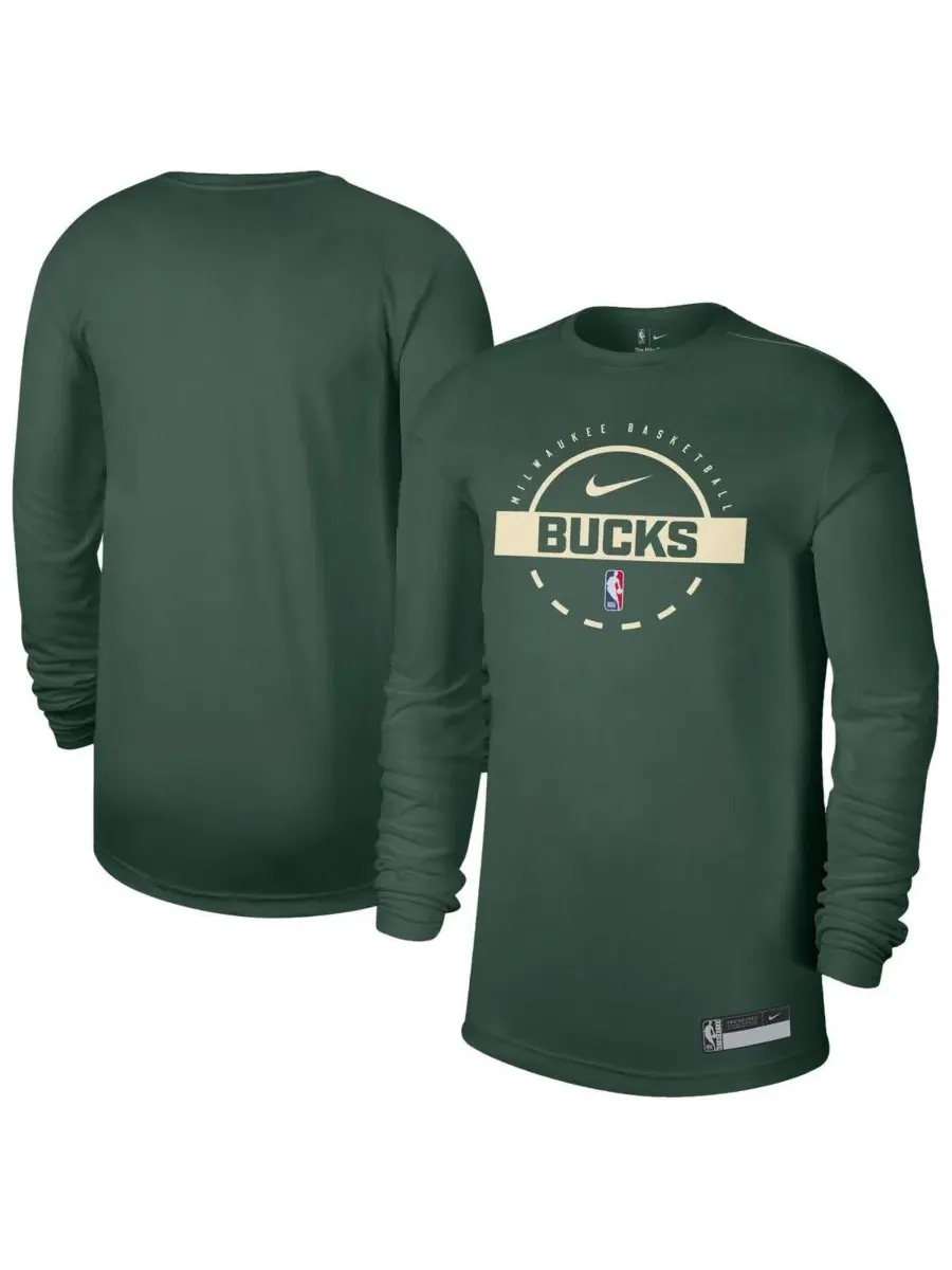 Футболка с длинным рукавом Nike Hunter Green Milwaukee Bucks 2025/26 On-Court Flare Performance
