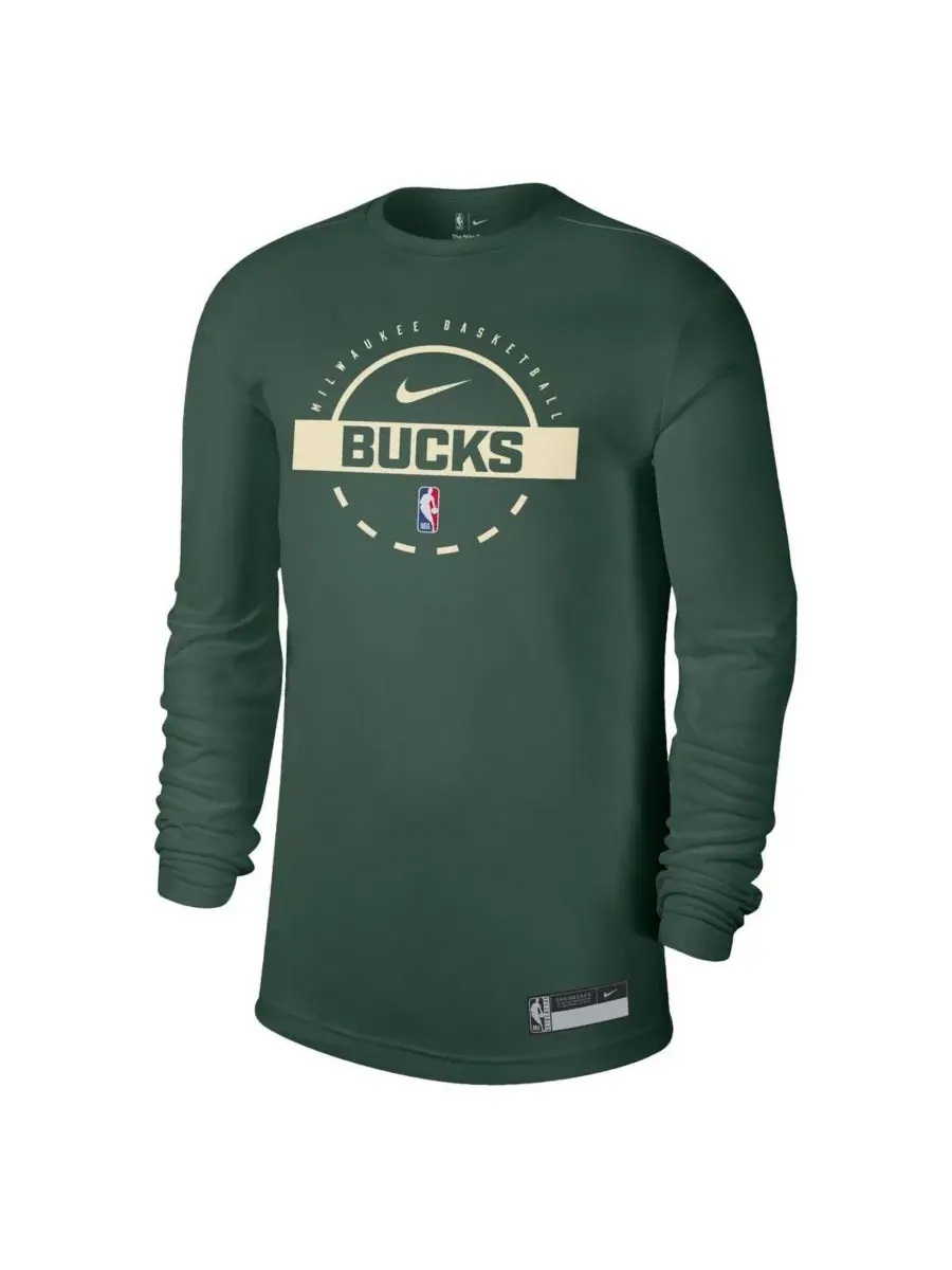 Футболка с длинным рукавом Nike Hunter Green Milwaukee Bucks 2025/26 On-Court Flare Performance — изображение 2 из 3, зеленый