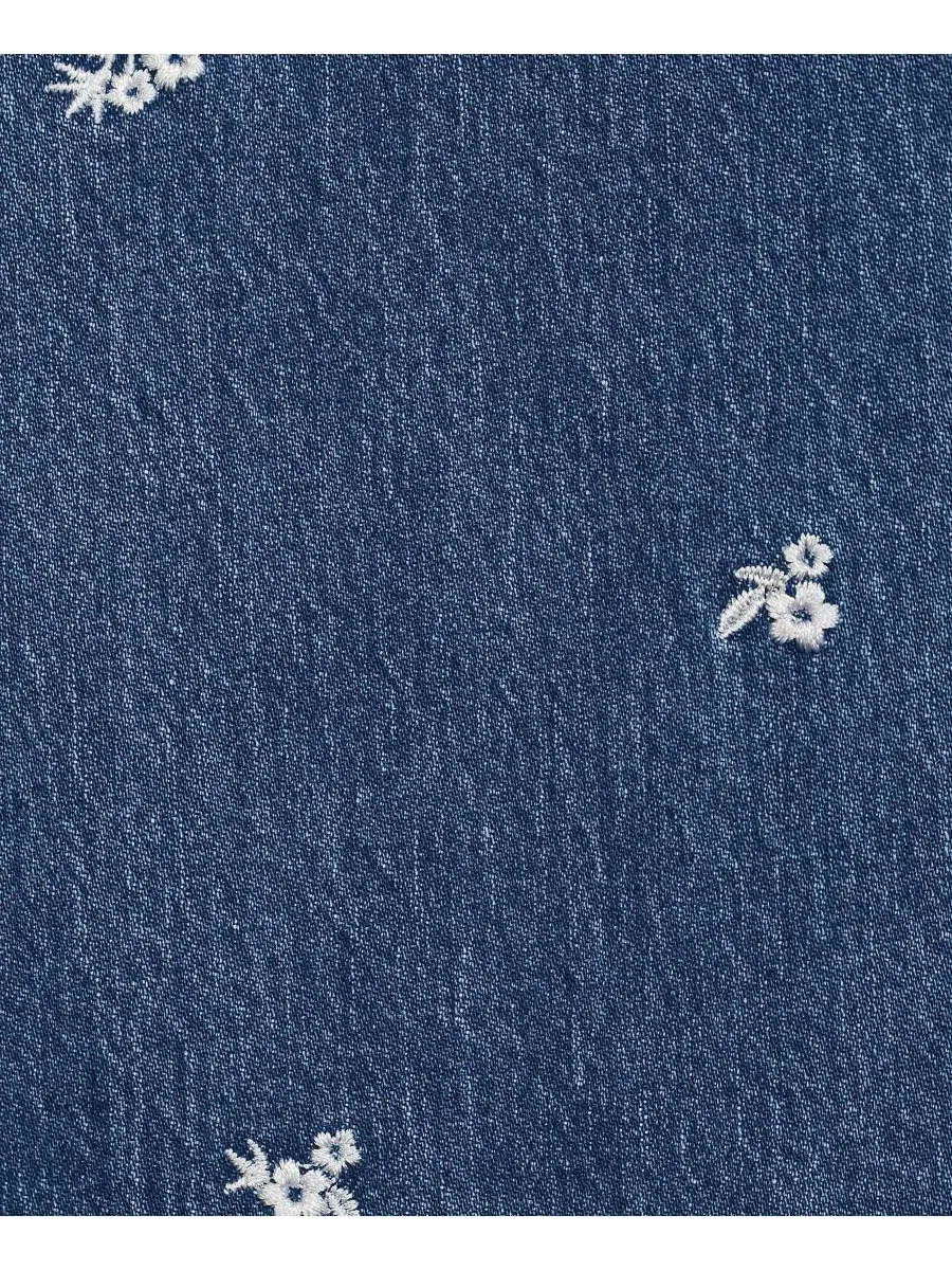Джинсы с высокой посадкой, с вышивкой, широкие укороченные Lands' End, Daisy Embroidery/Crawford — изображение 4 из 4