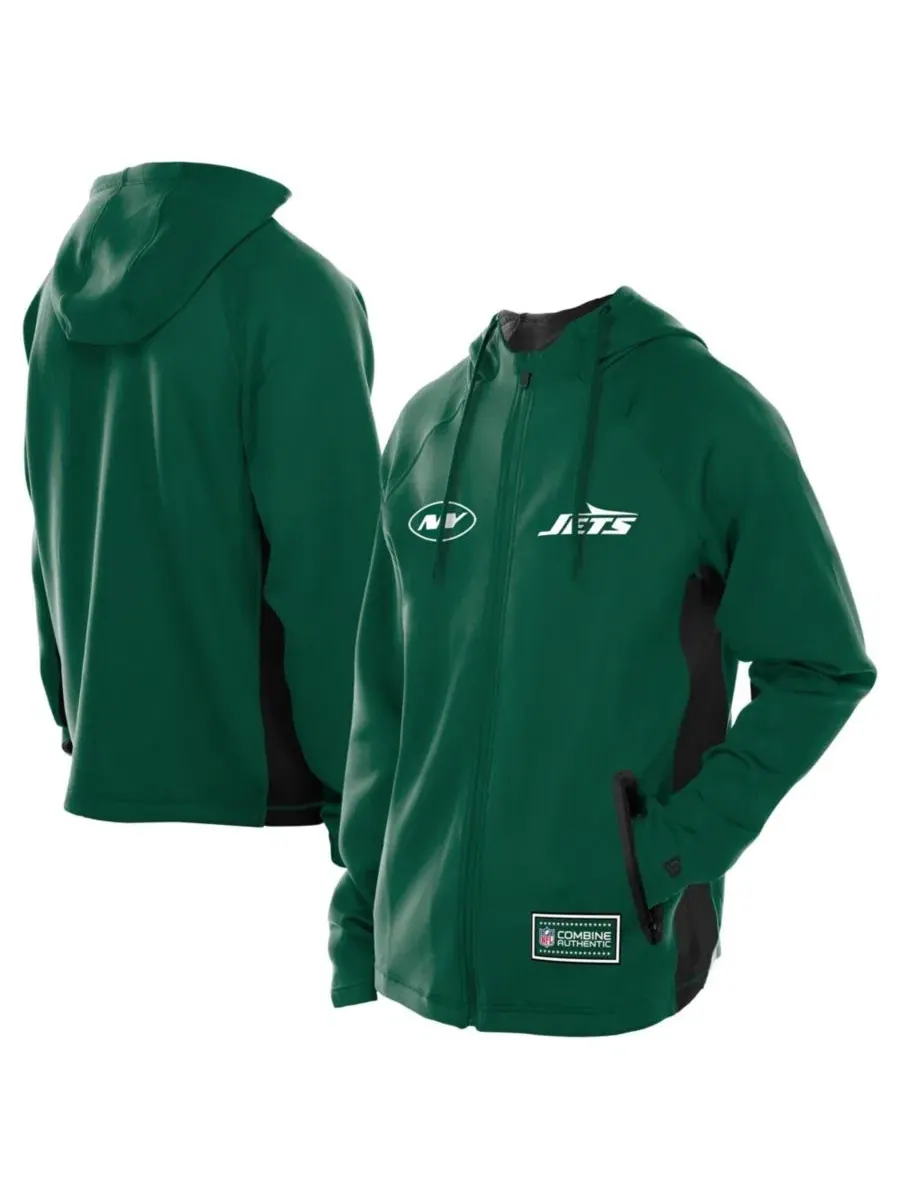 Толстовка на молнии с капюшоном New York Jets Combine Authentic Raglan Scuba New Era