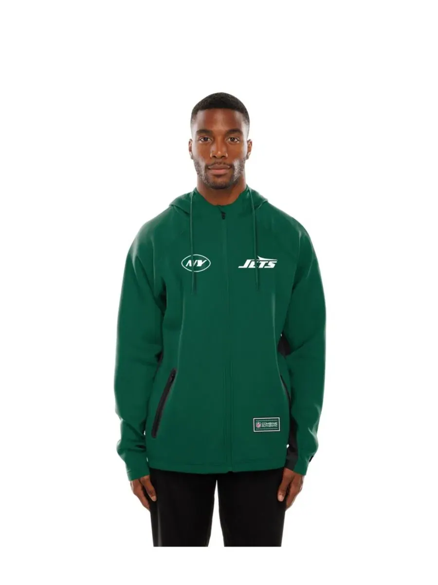 Толстовка на молнии с капюшоном New York Jets Combine Authentic Raglan Scuba New Era — изображение 2 из 5, зеленый