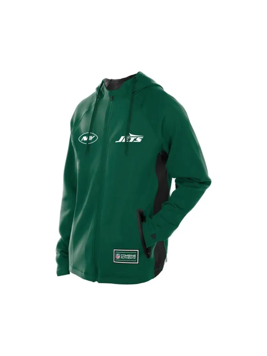 Толстовка на молнии с капюшоном New York Jets Combine Authentic Raglan Scuba New Era — изображение 4 из 5, зеленый