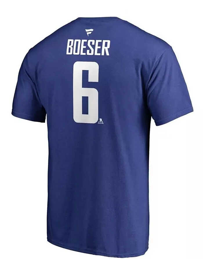 Мужская синяя футболка Brock Boeser Vancouver Canucks Team с аутентичным именем и номером Stack — изображение 3 из 3