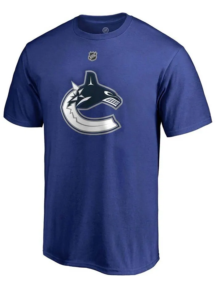 Мужская синяя футболка Brock Boeser Vancouver Canucks Team с аутентичным именем и номером Stack — изображение 2 из 3, синий