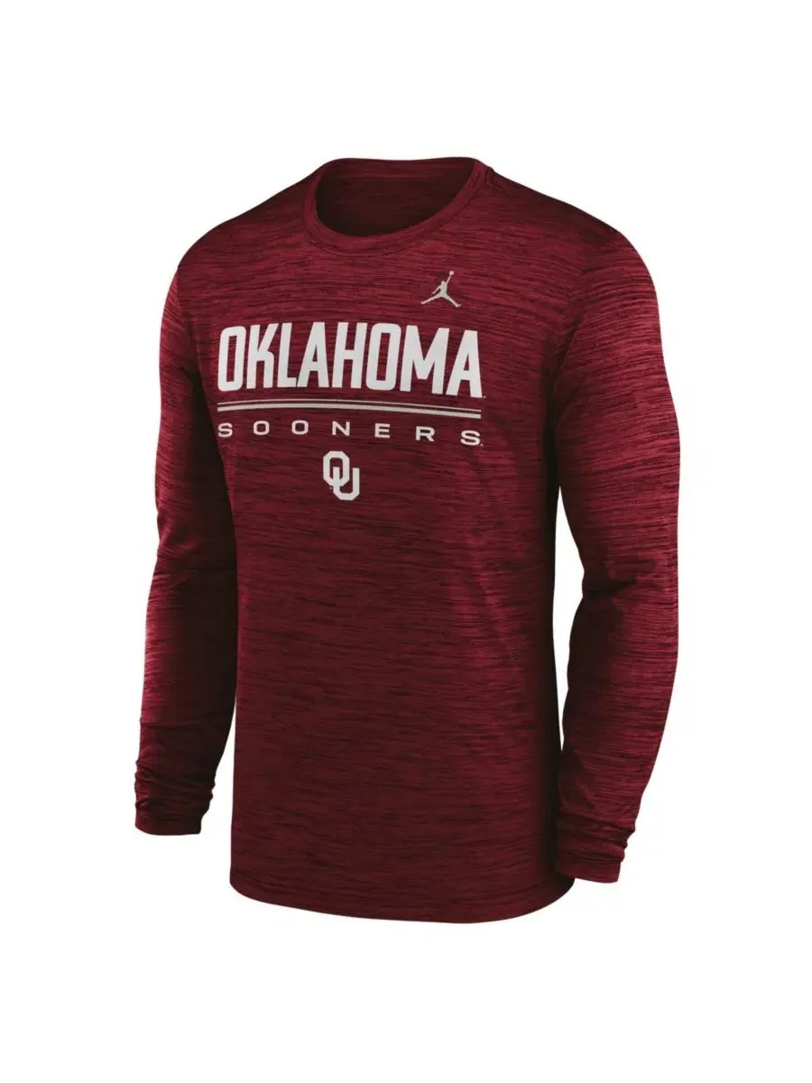 Футболка с длинным рукавом Oklahoma Sooners Sideline Velocity Dri-FIT Jordan — изображение 2 из 3, красный
