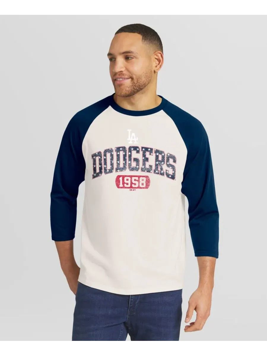 Футболка с длинным рукавом реглан с принтом Los Angeles Dodgers Americana Darius Rucker Collection — синий