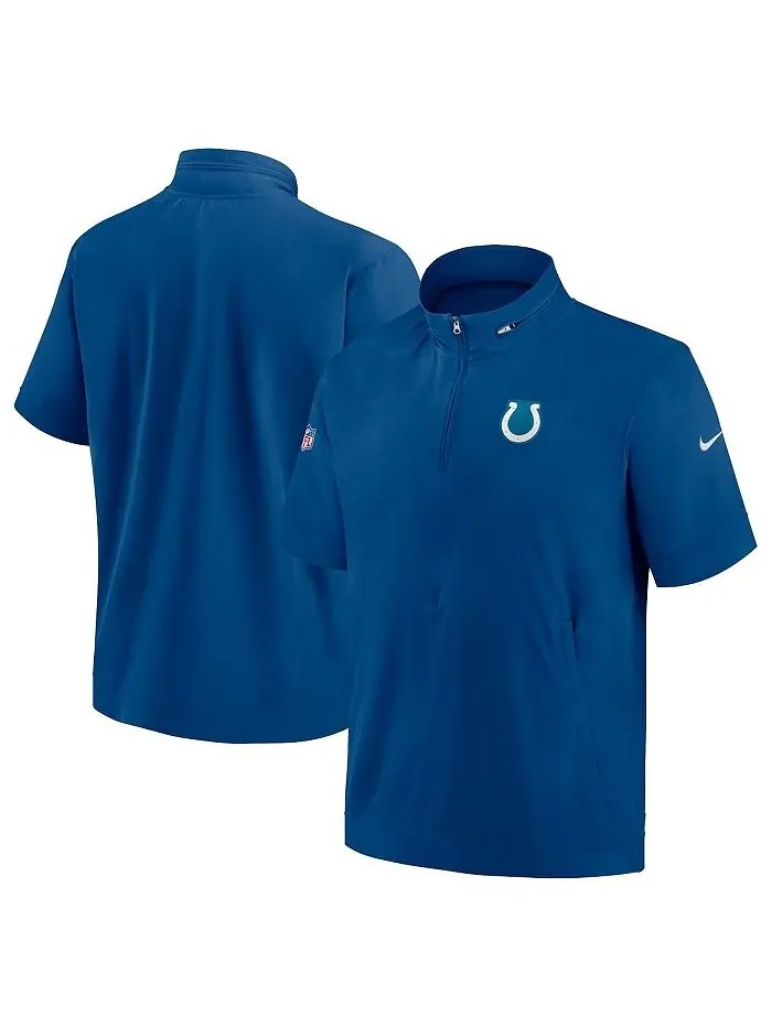 Мужская куртка с капюшоном и молнией четверть с короткими рукавами Royal Indianapolis Colts