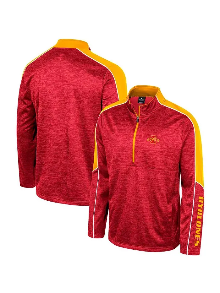 Мужская кардигановая полузастегивающаяся куртка Cardinal Iowa State Cyclones в рубчик Colosseum