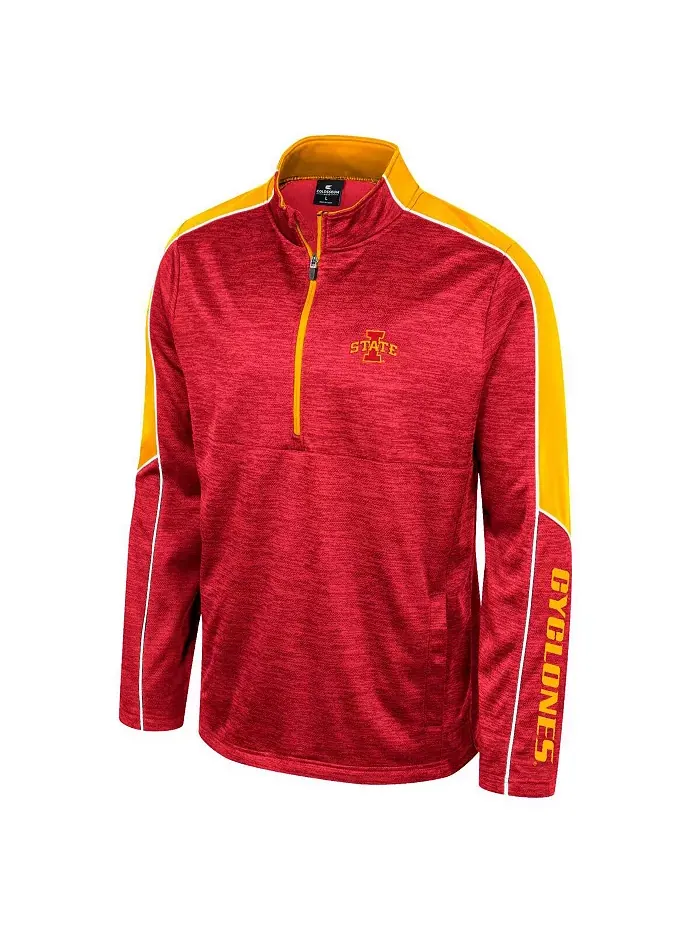 Мужская кардигановая полузастегивающаяся куртка Cardinal Iowa State Cyclones в рубчик Colosseum — изображение 2 из 3