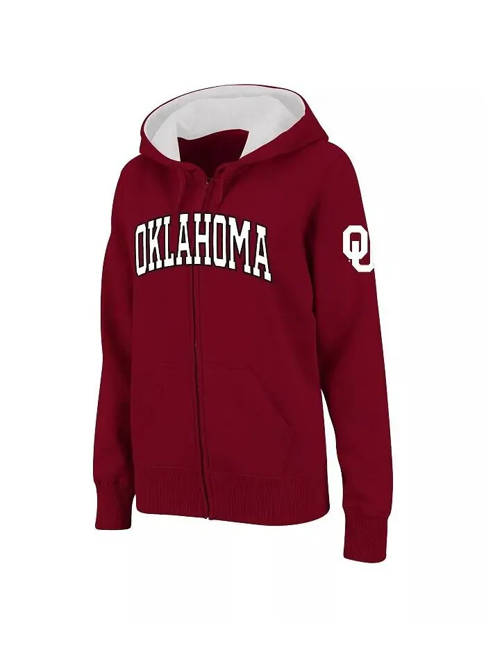 Женская толстовка с капюшоном и молнией с надписью «Oklahoma Sooners» красного цвета Stadium — изображение 1 из 3