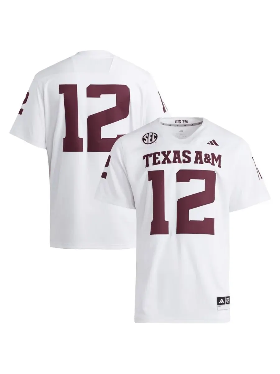 Adidas Мужская белая футболка Texas AM Aggies Premier, размер 12