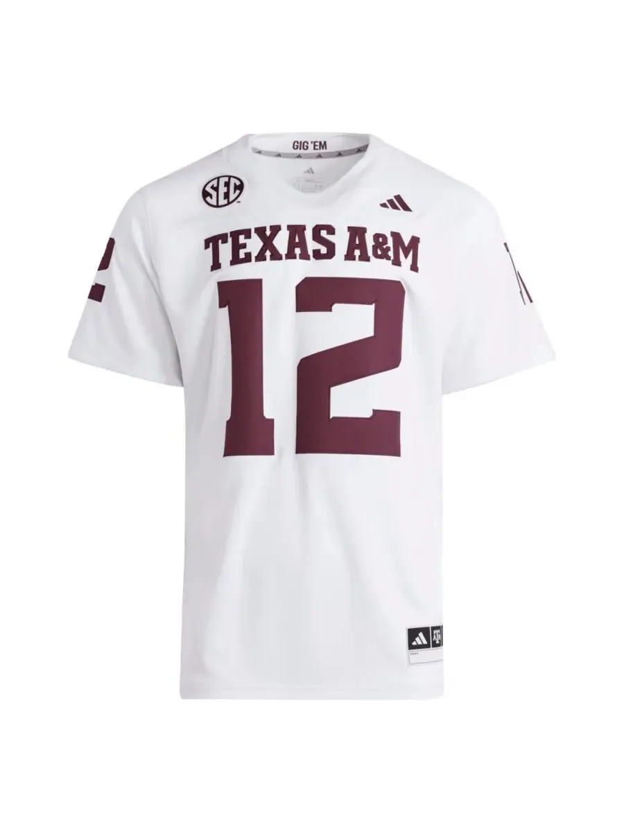 Adidas Мужская белая футболка Texas AM Aggies Premier, размер 12 — изображение 2 из 3, белый