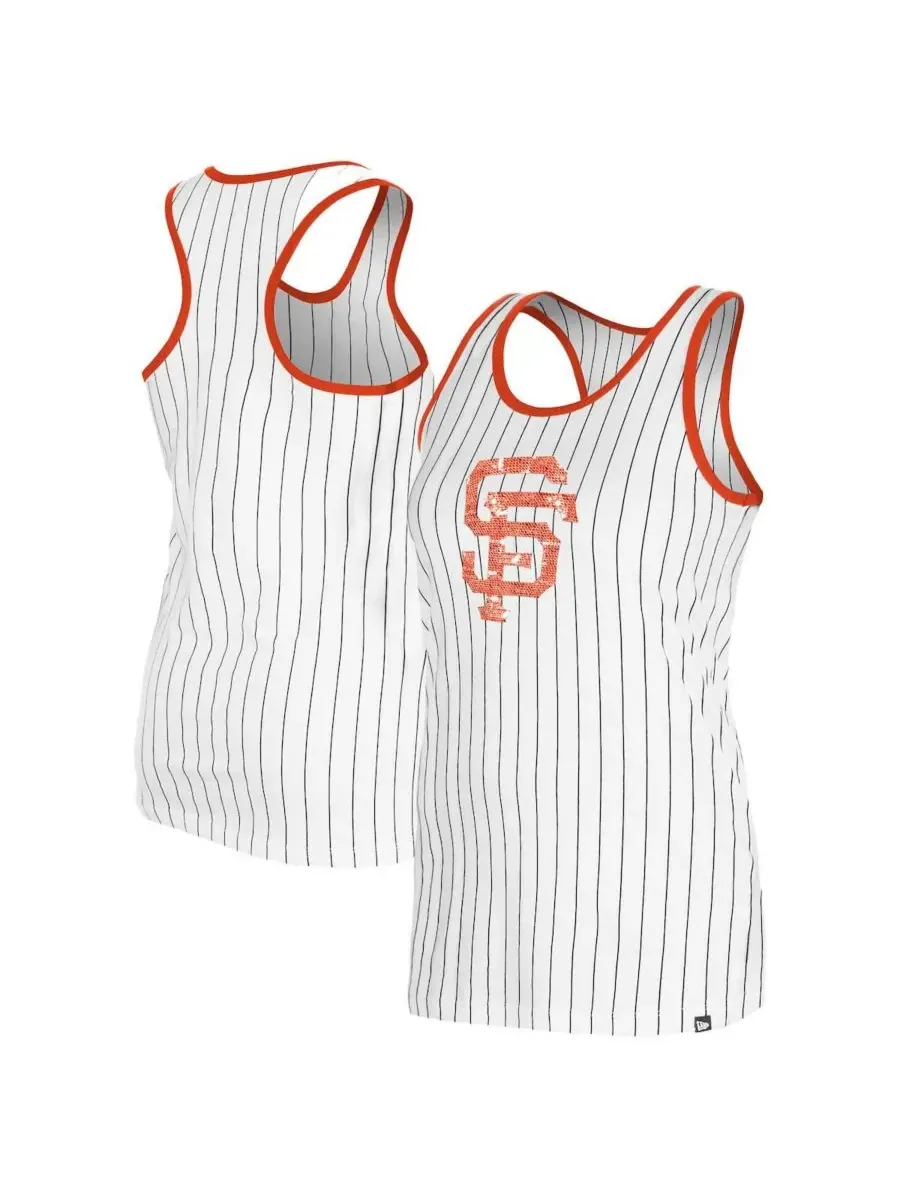 New Era Женская белая майка в полоску с символикой команды San Francisco Giants для игрового дня