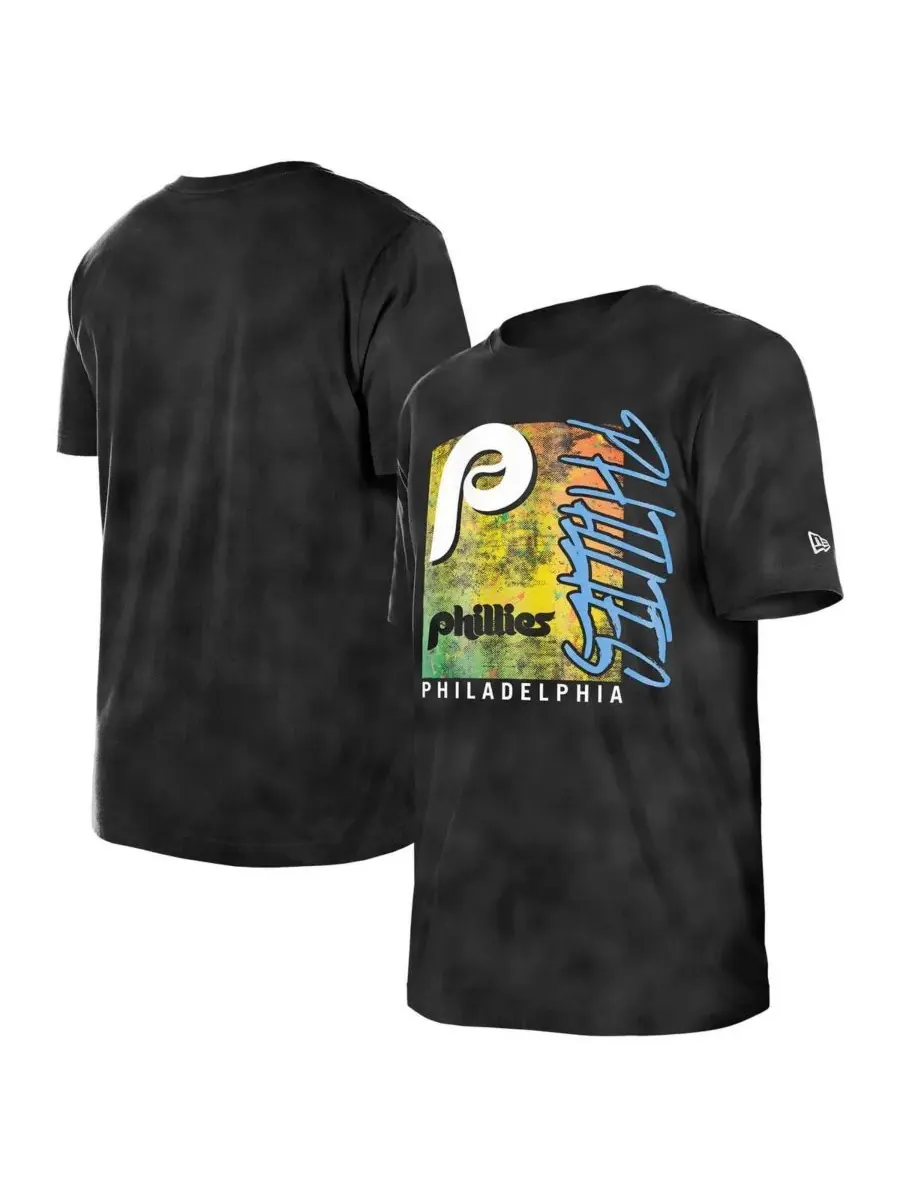 New Era Женская черная футболка Philadelphia Phillies Sport Classics с энзимной обработкой