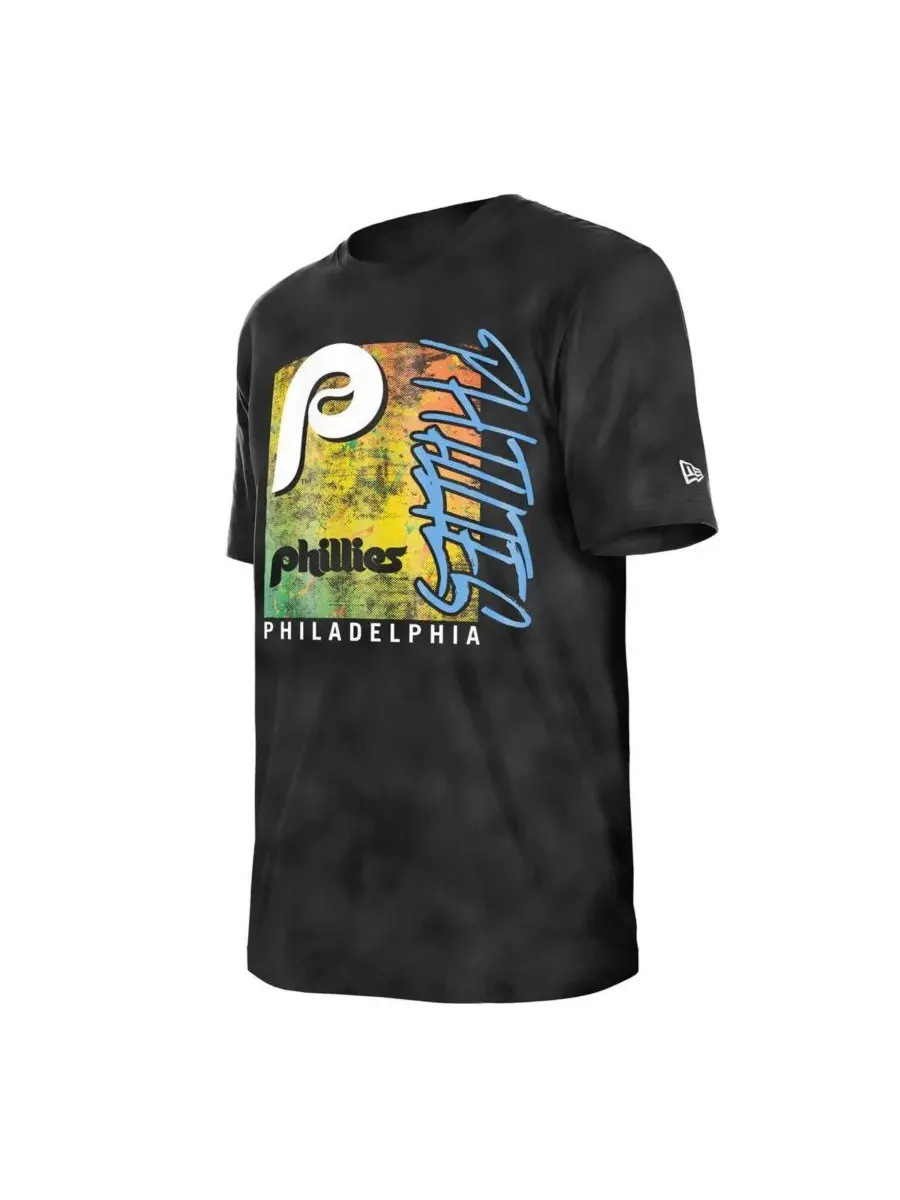 New Era Женская черная футболка Philadelphia Phillies Sport Classics с энзимной обработкой — изображение 3 из 3, черный